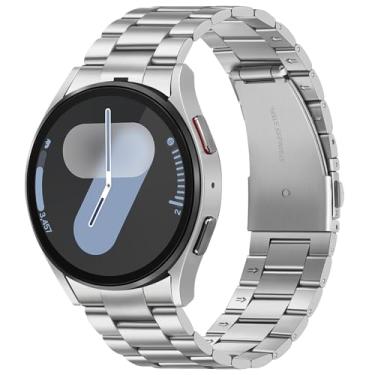 Imagem de Suphart Pulseiras de metal compatíveis com Samsung Galaxy Watch 7 6 5 4 FE de 44 mm e 40 mm/Galaxy Watch 6 Classic de 47 mm e 43 mm/5 Pro de 45 mm, pulseira de aço inoxidável sem lacunas para mulheres