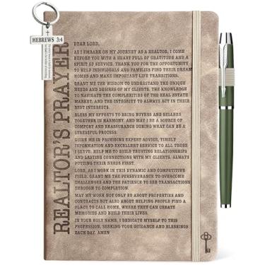 Imagem de Presentes para corretores de imóveis masculinos e femininos, diário de couro para corretor de imóveis, caderno de 200 páginas, forrado com caneta, presente para agente imobiliário, presente de