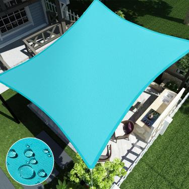 Imagem de ECOOPTS 10'X15' Guarda-Sol Impermeável Retangular Cobertura Protetor Solar Bloqueio Uv Para Pátio Externo Pérgola Quintal Jardim (Turquesa)