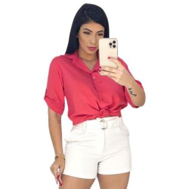 Imagem de camisa social feminina chamise manga 3/4 lisas luxo premium - atrative