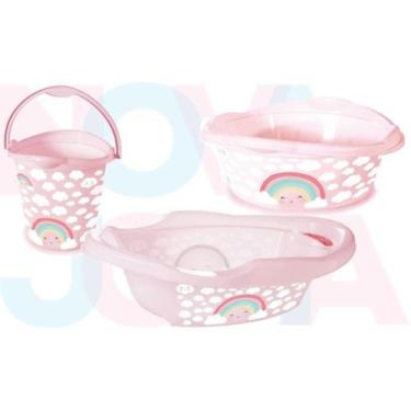Imagem de Kit Banho Do Bebe Balde,bacia E Banheira Arco Iris Plasutil