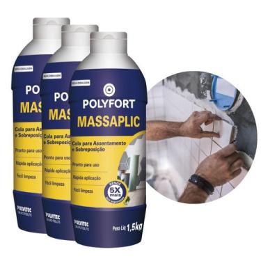 Imagem de Kit 3und Cola Azulejo Massaplic Pastilha 1,5kg Pulvitec