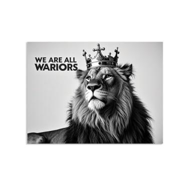 Imagem de Zeichn8u Tela inspiradora arte de parede animal pôster motivacional preto e branco coroa de leão presentes de incentivo inspirador para homens imagem de afirmações positivas 65 x 50 cm (66 x 48 cm