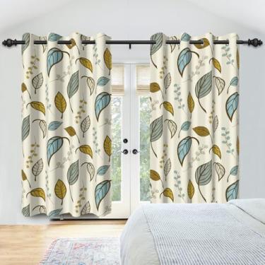 Imagem de Cortinas blackout para quarto, 106 x 153 cm, cortinas de folhas para quarto, sala de estar, moderna pastoral, floral, para cozinha, casa, ilhós, cortinas, decoração, conjunto de 2 painéis, cortinas