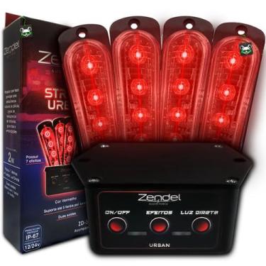 Imagem de Kit Strobo Automotivo 4 Faróis Vermelho Urban + Central Zendel