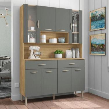 Imagem de Kit Cozinha 8 portas e gavetas Golden Freijó / Gris - Kits Paraná