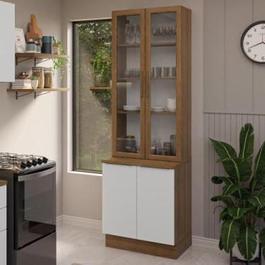 Imagem de Kit Balcão + Cristaleira 70cm Rustic Branco Stella Madesa