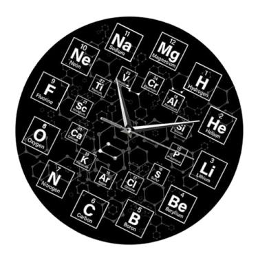 Imagem de Ｂｅｓｇａ Relógio de parede de 30 cm com tabela periódica, ornamento moderno com símbolos, relógio de quadro preto, silencioso para cozinha, escola e ambientes