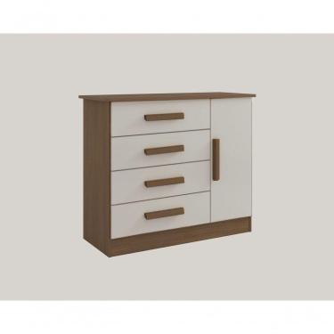 Imagem de Cômoda Firenze 4 Gavetas 1 Porta Com sapateira - D' Doro Castanho/off White