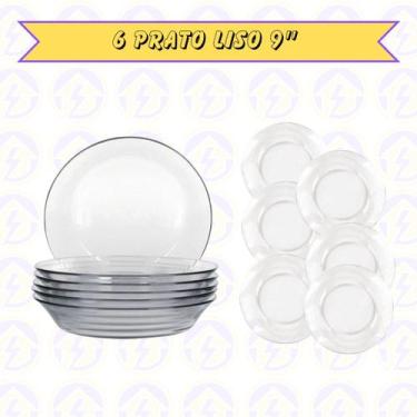 Imagem de Conjunto 6Un Pratos Vidro Transparente Sopa Refeição Caldo - PRATICASA