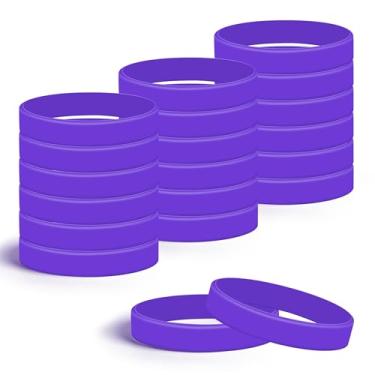 Imagem de Lesnala 24 pulseiras de silicone em branco cor roxa pulseiras de borracha de cor sólida pulseiras elásticas para eventos masculinos, mulheres, adolescentes, jogos, equipes, lembrancinhas de festa