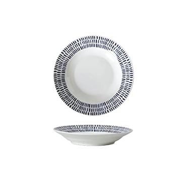 Imagem de Pratos de sobremesa pratos de jantar de cerâmica conjunto de 4, conjunto de pratos de jantar de 20 cm para uso na cozinha de restaurante, forno de microondas, lavável na máquina de lavar louça (branco