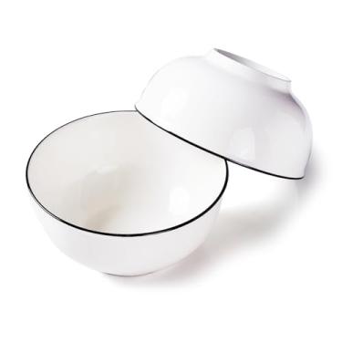 Imagem de Gang Rinpoche Conjunto de 2 tigelas de cerâmica de cereais de 623 g, tigelas de sopa de porcelana branca de 18 cm para sorvete de aveia, sobremesa, salada, arroz, frutas, macarrão, tigelas de cerâmica