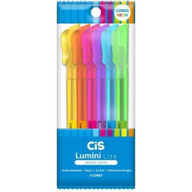 Imagem de Caneta Marca Texto CIS Lumini Lite 6 Cores Neon Estojo - Sertic