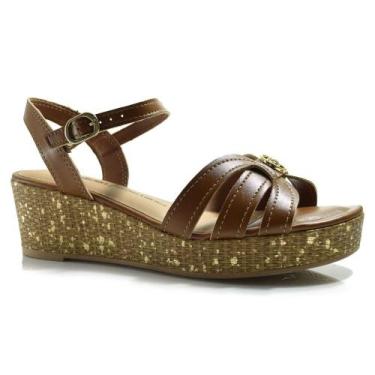 Imagem de Sandália Anabela Feminina Dakota Y9811, Marrom, 37