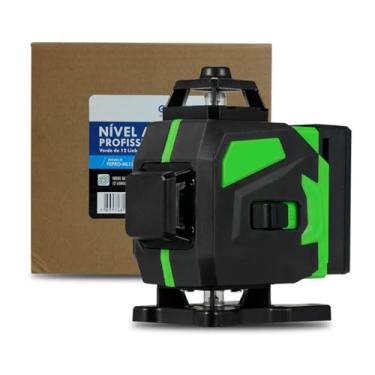 Imagem de Nível Laser 3D 12 Linhas Verde Recarregável 2 Baterias 2400mAh Autonivelante