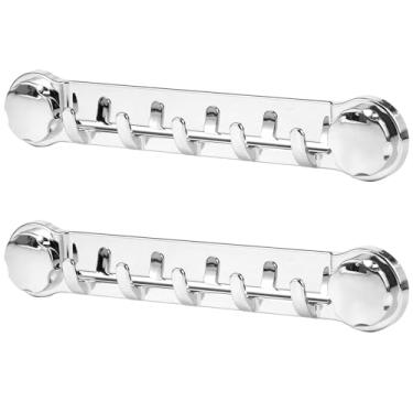 Imagem de YLMFTNU 2 ganchos de parede de banheiro, ganchos de ventosa, organizador de toalheiro de aço inoxidável, ganchos de chuveiro, suporte de porta adesivo ganchos de chuveiro para casa