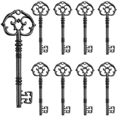 Imagem de Aokbean 20 Piezas de Dije de Llave Esqueleto Vintage de 8 cm Color Neg