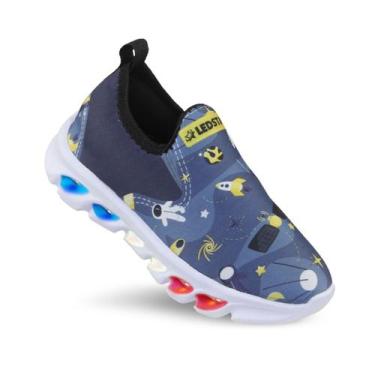 Imagem de Tenis de led infantil meninos Ledstar calce facil astronauta desenhos,