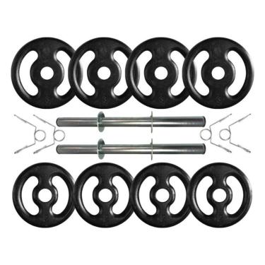 Imagem de Kit com Barras de Halteres e Anilhas de Ferro Fundido - 20 Kg-Unissex