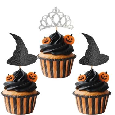 Imagem de EMORBALS 24 Pcs Halloween Cupcake Toppers, Witch Crown Cupcake Toppers, Spooky Halloween Party Decorations (Non-Edible)