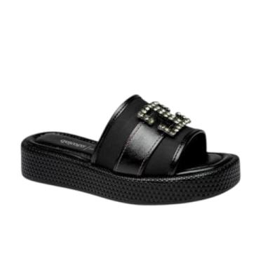Imagem de Tamanco Feminino Flatform Slide Com Brilho Strass Dakota Y9822 (Preto, BR, Adulto, Numérico, 36)