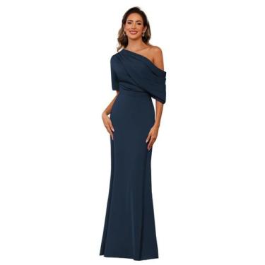 Imagem de Vestido Mãe da Noiva BITALY azul marinho acetinado 16W