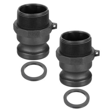 Imagem de PATIKIL Encaixe de came e ranhura de alumínio de 5 cm, 2 peças de plugue de poeira Part-F adaptador macho fêmea NPT rosca Cam Lock Fitting Quick Disconnect Acoplamento Cam Lock Adaptador de mangueira