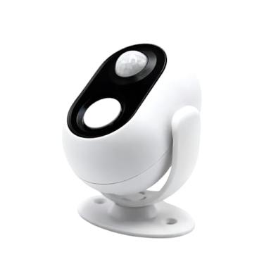 Imagem de Sensor de Presença Infravermelho, Detector de Movimento 360°, Branco, Material ABS, 10x7cm, com Alarme Sonoro e Suporte Universal, Alimentação por Pilhas AAA