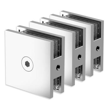 Imagem de Bathlink Braçadeira de vidro cromado polido para banheiro, 3 braçadeiras de vidro de chuveiro para vidro temperado de 6-12 mm, braçadeira em U para porta de chuveiro