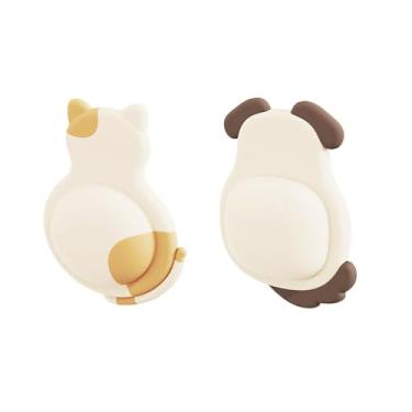 Imagem de Adesivo de parede de borracha macia à prova de choque para porta de geladeira (cão + gato)