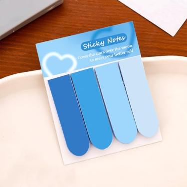 Imagem de 8 peças/2 conjuntos de blocos de notas adesivas para anotação de cores, notas de tabulação, páginas graváveis, marcadores, fichários, cadernos, arquivos de classificação (160 folhas, azul)