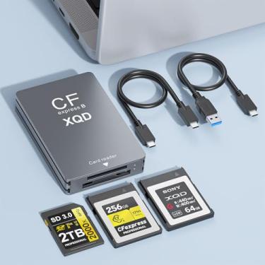 Imagem de Leitor de cartão CFexpress tipo B/XQD/SD com cabo USBC para USBC-A/C, leitor de cartão USB 3.2 Gen 2 10Gbps CFexpress tipo B com compartimento duplo para Sony G/M Series/Lexar/CF Express, Android
