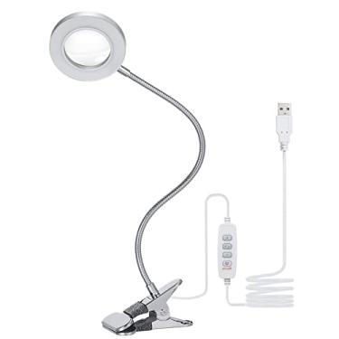 Imagem de Luz de Mesa Clip-on com Carregamento Direto USB e Lupa LEDs Brilhantes para Trabalhos Próximos Leitura Artesanato Tubo Metal Flexível 360 Grampo Resistente 3 Modos Iluminação Ajustável Brilho