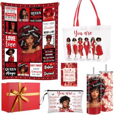Imagem de Geiserailie Presentes afro-americanos para mulheres, cobertor afro-americano, sacola, caixa de presente e muito mais para mães negras amigas damas presente de festa de Natal Ano Novo (irmandade)