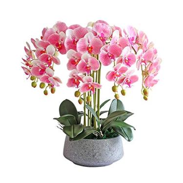 Imagem de LMJYU Presentes de flores artificiais Phalaenopsis orquídeas artificiais - 12 ramos flores falsas Phalaenopsis grandes centros de mesa centros de mesa realistas orquídeas Bo