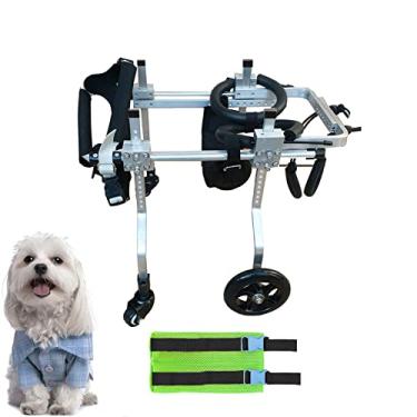 Imagem de PUJPOQRP Cadeira de rodas para animais de estimação para cães para pernas dianteiras, cadeira de rodas ajustável para gatos de 4 rodas com cinto de barriga, carrinho para animais de estimação com