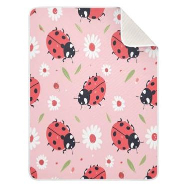 Imagem de Wassud Manta de bebê macia vermelha joaninha para meninos meninas 76 x 101 cm e recém-nascido essencial cobertor aconchegante para berçário e carrinho de viagem