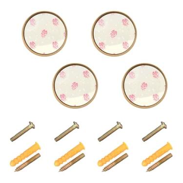 Imagem de Burbuja Puxadores de armário de cozinha de flores de inverno, pacote com 4, puxadores redondos de 3,5 cm, puxadores de cômoda com parafusos para armários de cozinha, quarto, armário