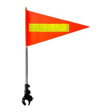 Imagem de Vaveren Kit de mastro de bandeira para carrinho de golfe com faixas refletoras, altura ajustável, mastro telescópico, suporte para bandeira, acessórios para, Topo Dourado 22x43cm