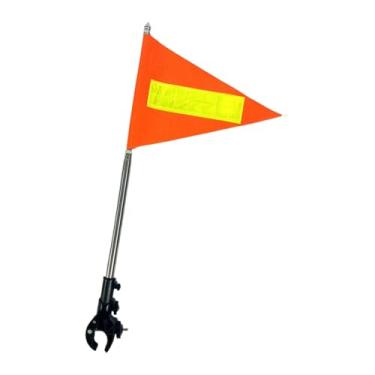 Imagem de YIJU Kit de mastro de bandeira para carrinho de golfe com faixas refletoras, acessórios de suporte de bandeira noturna de alta visibilidade para clubes, Tampo Prateado 20x30cm