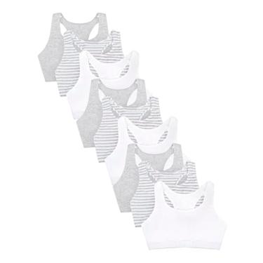 Imagem de Fruit of The Loom Pacote com 9 sutiã nadador feminino, Faixa skinny/branco/cinza mesclado, 36