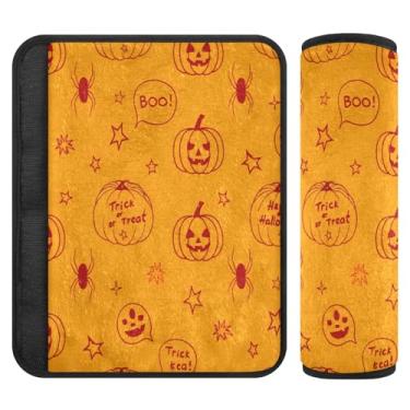Imagem de Burbuja Capa para cinto de segurança de carro Halloween Pumpkins Protetor de cinto de segurança de carro macio confortável para alça de ombro de assento, 1 par pequeno