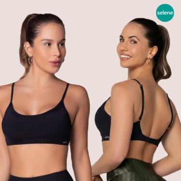 Imagem de Top Sport Bojo Removível Feminino Fitness Academia Selene, Preto, P