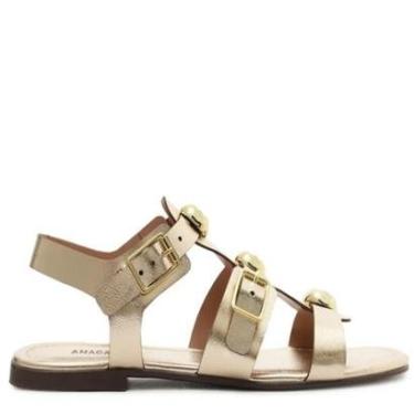 Imagem de Sandália Anacapri Três Tiras Adornos Dourado-Feminino
