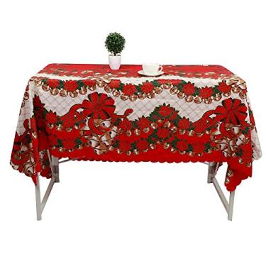 Imagem de aqxreight Natal Poliéster Impressão Anti Suja Jantar Toalha de Mesa Capa Decoração para Casa Cozinha Jantar FestaBell Decoração de Casa para Hall de Entrada ou para Ocasião Festivas de Festa (Sino