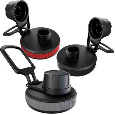 Imagem de Gerenal Tampa flip automática para garrafa hidro boca larga 18, 20, 32, 40, 1814 g, ótima tampa para bico simples moderno, Takeya, garrafa de ferro e outras marcas, à prova de vazamento (3 peças)