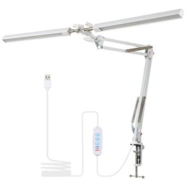 Imagem de Taruor Lâmpada de Mesa Com Braço Oscilante Com Braçadeira, área de Iluminação Ampla 28 Polegadas, LEDs Alto Brilho, Mudança Temperatura 3 Cores para Estudo, ângulo Luz (Branca)