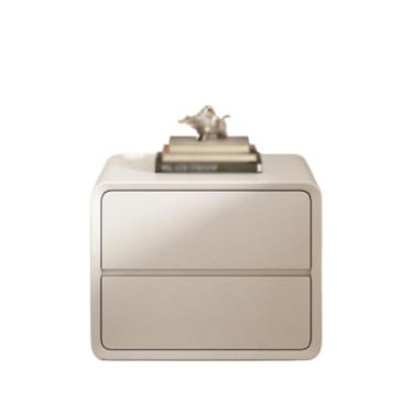 Imagem de Mesa de cabeceira multifuncional para sofá, mesa de cabeceira pequena de madeira maciça, estilo creme, armário de armazenamento leve e luxuoso para quarto, mesa pequena