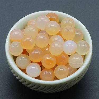 Imagem de 5 peças mini bola de cristal natural pedra preciosa polida não porosa contas soltas adivinhação aquário decorações para casa 8 mm (cor: Ágata amarela)